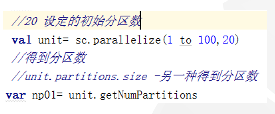 计算机生成了可选文字:
valunit:sc.parallelize(1to100，20）
，夕存刭分区
/乡惫ni岁ar000s.size一一另一一庐尹2壅《区焱．
varnpO1=unit.getNumPartitIons